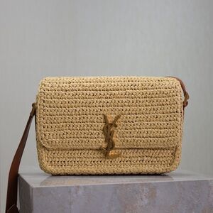 Yves Saint Laurent Tan Woven Crossbody Bag